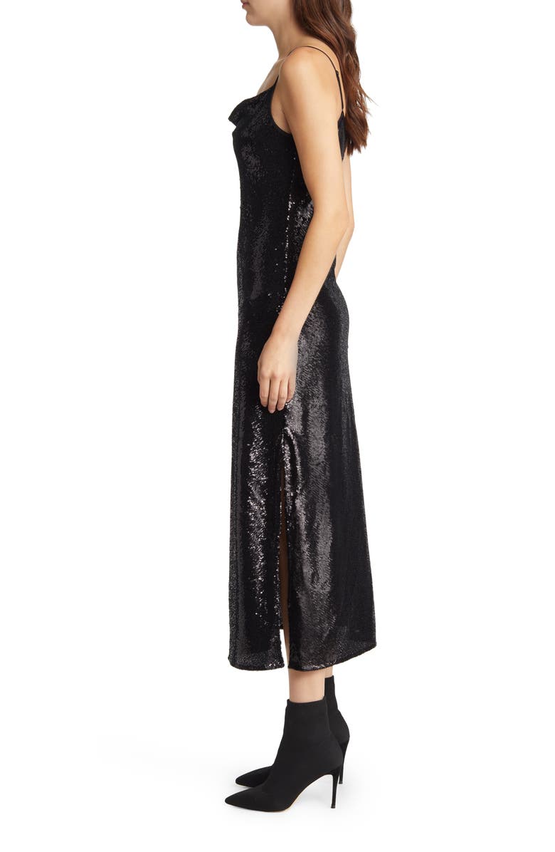 AllSaints Hadley Sequin Cowl Neck Dress, Alternate, color,