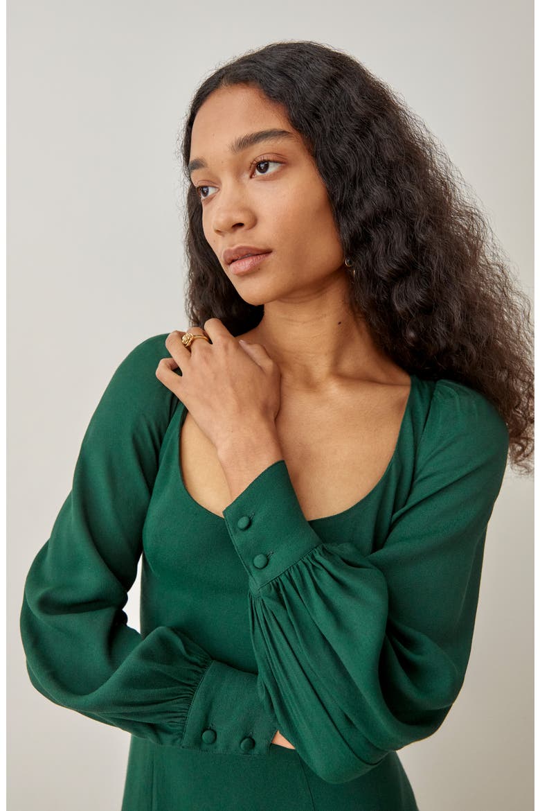 Alessi Cheetah Print Long Sleeve Dress, Alternate, color, FOREST