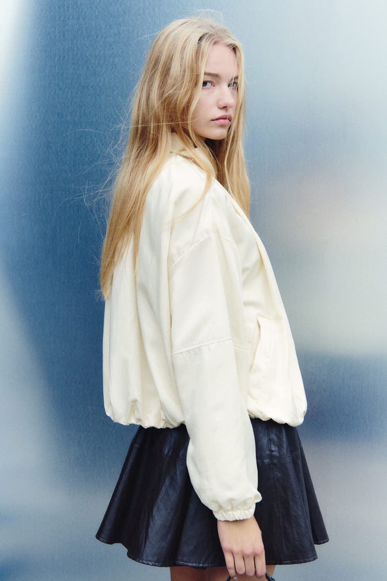 Balloon-Sleeved Funnel-Collar Jacket, Alternate, color, Light yellow