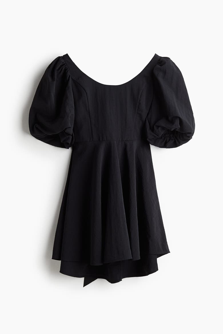 Balloon-sleeved Dress, Alternate, color, Black