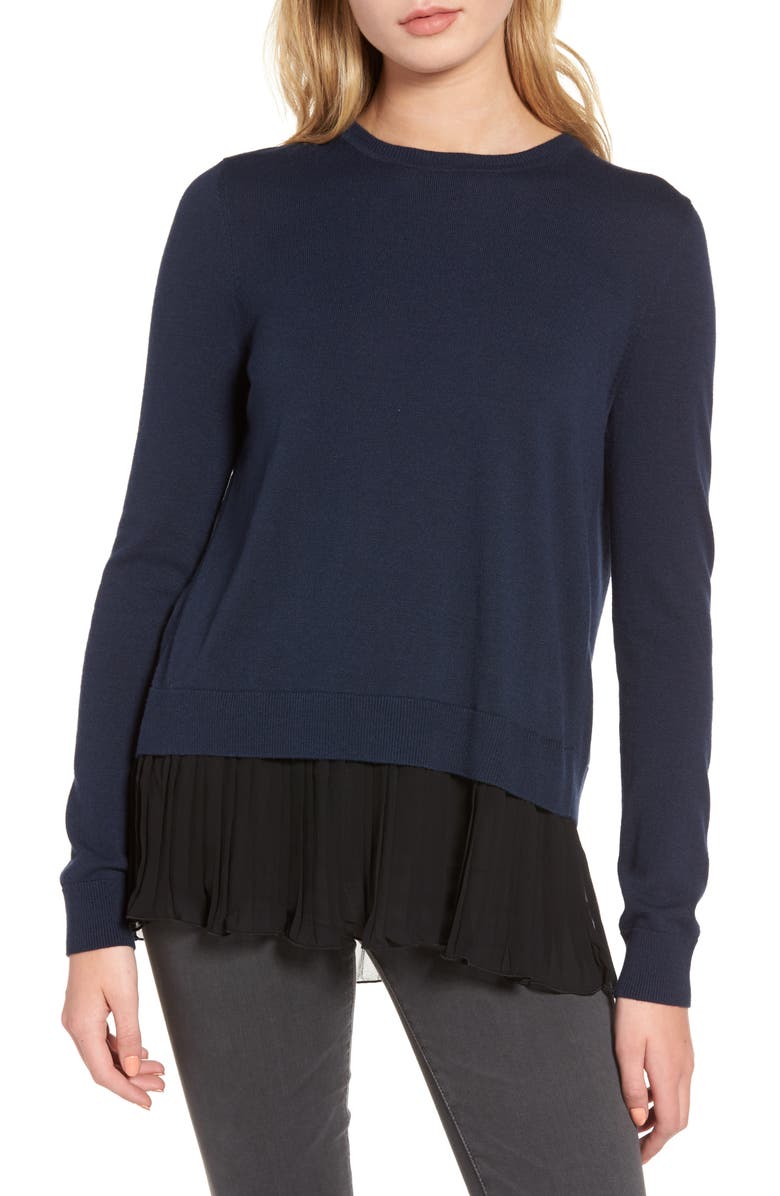 Chelsea28 Pleated Hem Sweater, Main, color, 