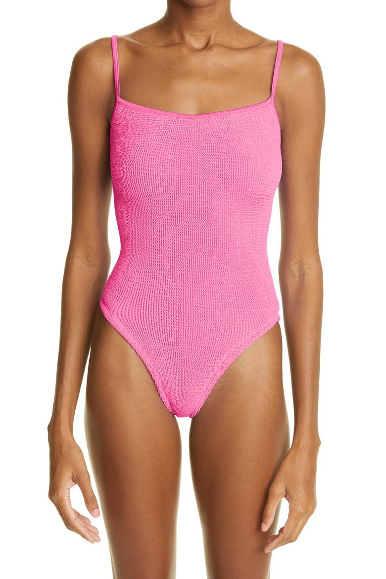Pamela Crinkle One-Piece Swimsuit, Main, color, BUBBLEGUM/DTM
