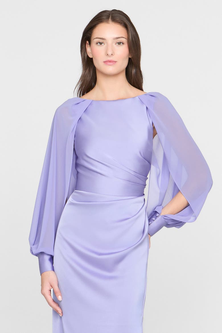 Penelope Satin Column Dress, Alternate, color, Deep Periwinkle