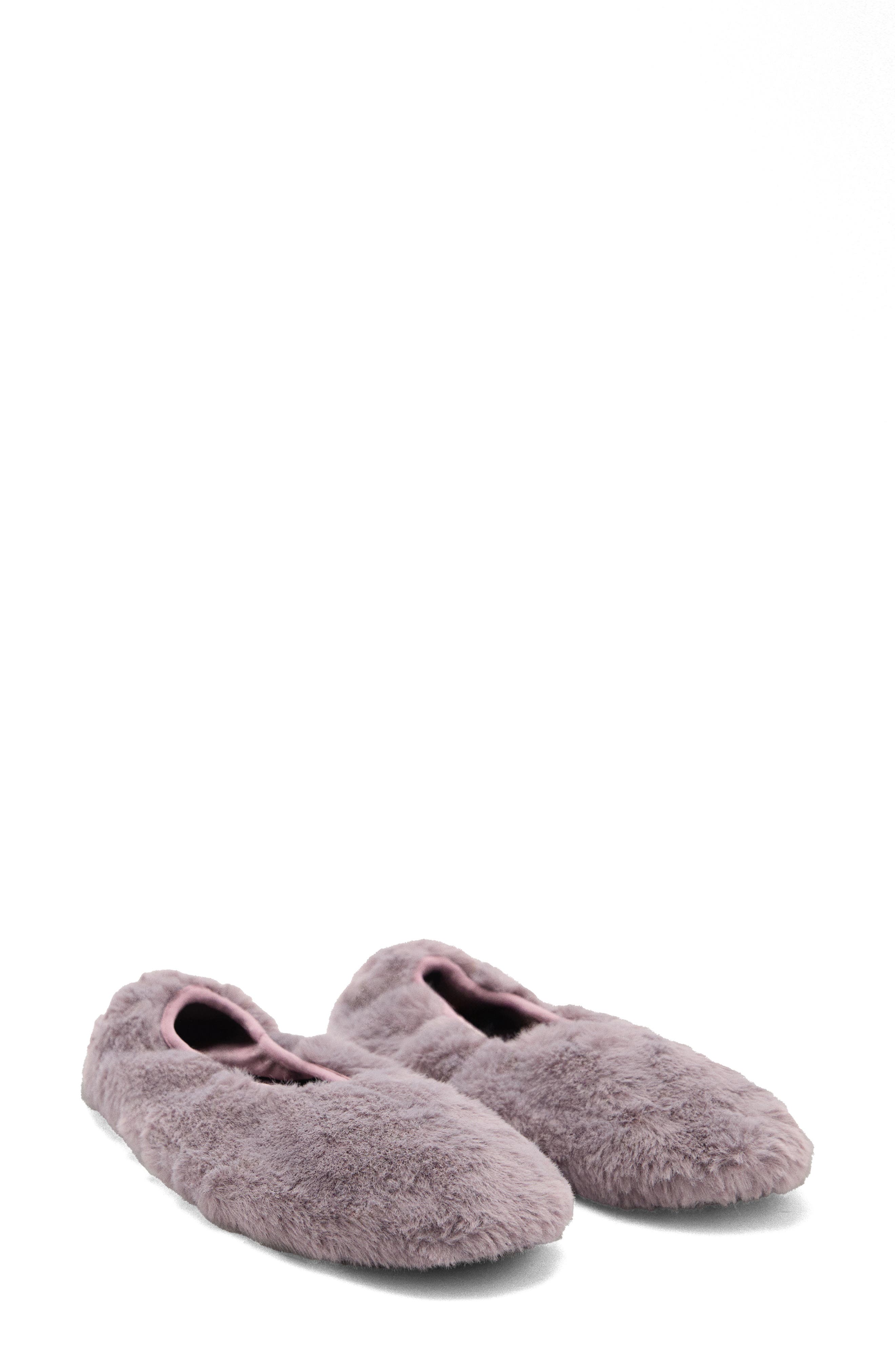MANGO Faux Fur Slipper, Main, color, Purple
