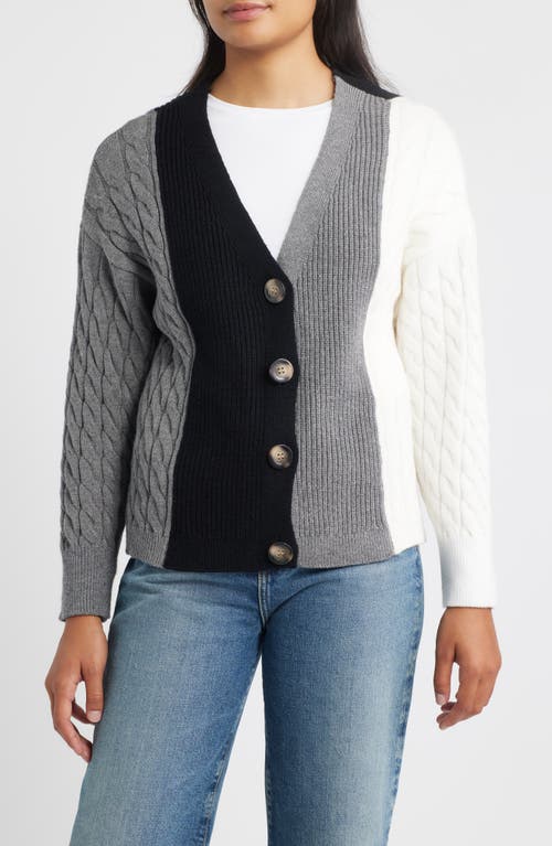 City Blues Colorblock Cardigan In White