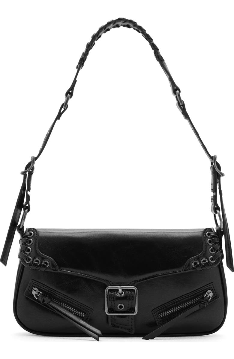 MANGO Buckle Detail Faux Leather Shoulder Bag, Main, color,