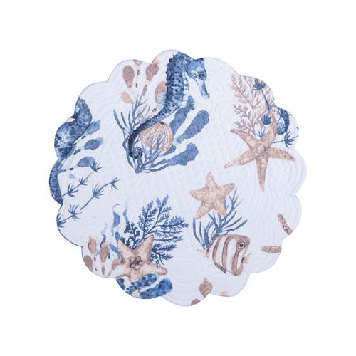 C & F Home C&f Home Seahorse Sands Reversible Machine Washable Scallop Quilt Round Placemats Set Of 6 In Gold