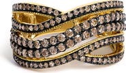 Haus of Brilliance 10K Yellow Gold Plated .925 Sterling Silver 1.0 ctw Champagne Diamond Highway Ring