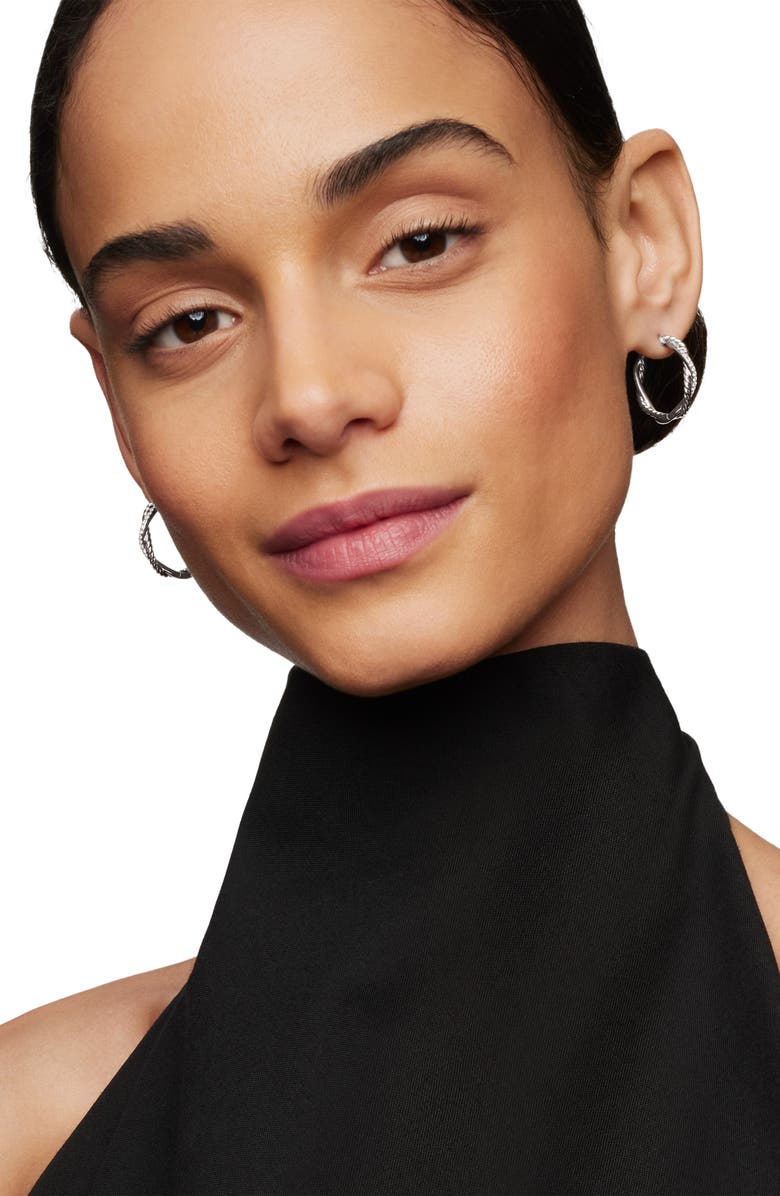 David Yurman Petite Infinity Hoop Earrings in Sterling Silver with Pavé Diamonds, Alternate, color, Sterling Silver