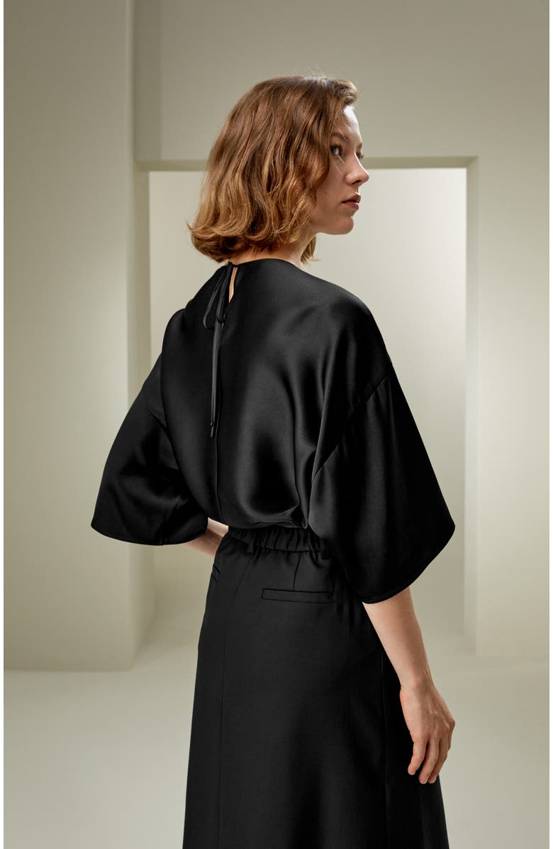 Lilysilk Relaxed Silk Crewneck Blouse, Alternate, color, Black