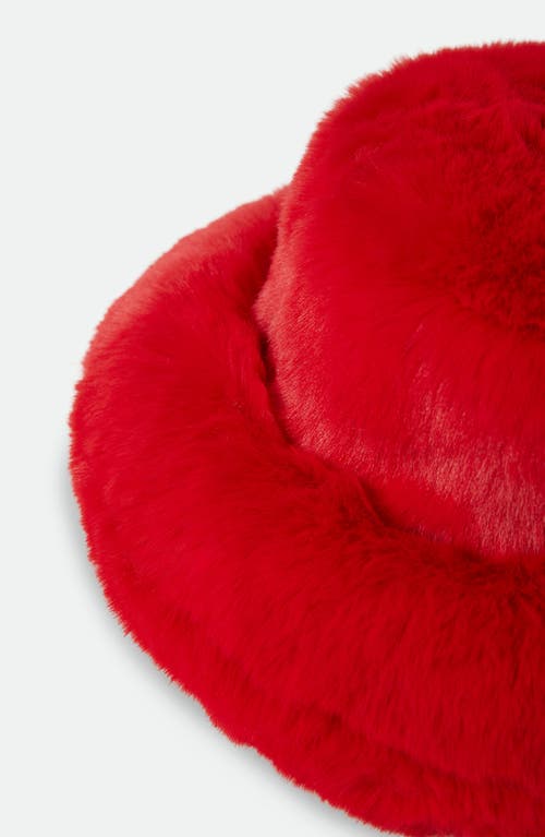 Brixton Dion Faux Fur Packable Hat In Red