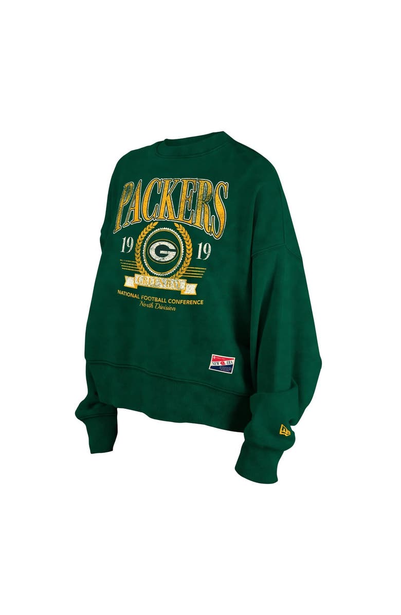 New Era Women's New Era Green Green Bay Packers Throwback Boxy Sweatshirt, Alternate, color, 