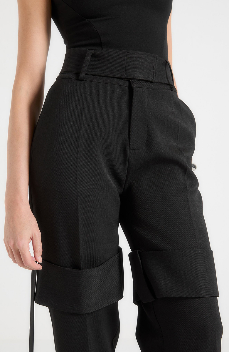 Manière De Voir Isabelle Tailored Belted Strap Detail Trousers, Alternate, color, Black