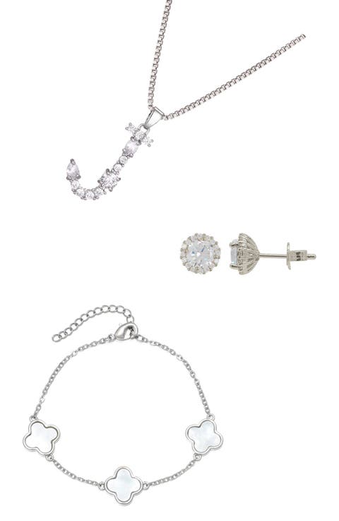 3-Piece Mixed Cubic Zirconia Initial Jewelry Set