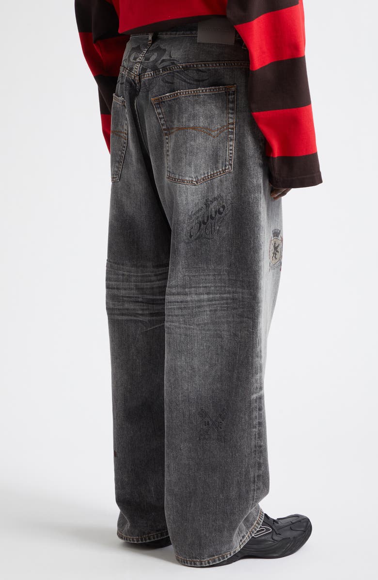 Balenciaga Tattoo Print Baggy Jeans, Alternate, color, 1441 Dark Grey