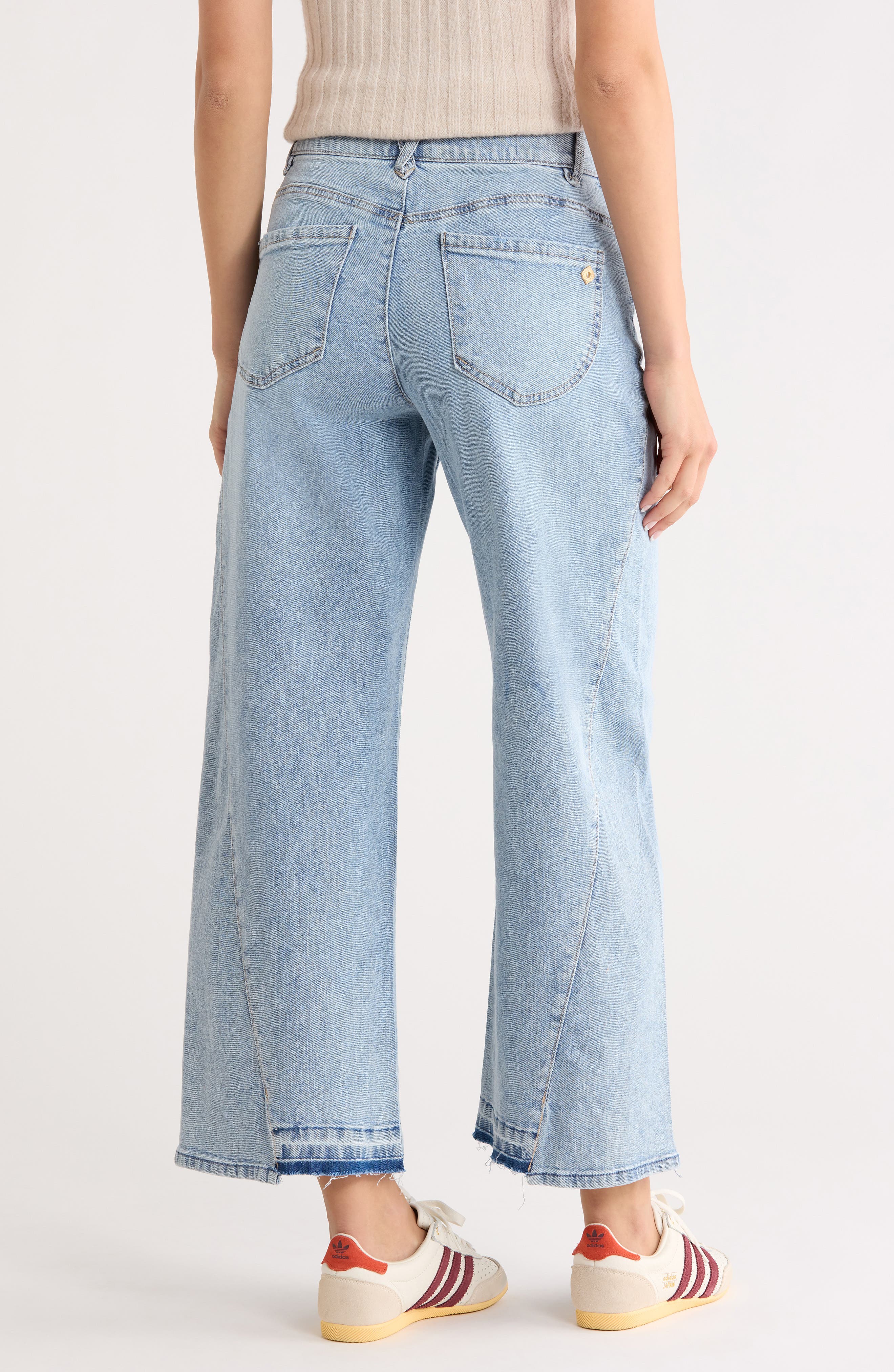 Uneven Release Step Hem Wide Leg Jeans - image 2