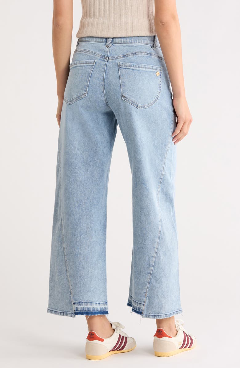 Democracy Uneven Release Step Hem Wide Leg Jeans, Alternate, color, Light Blue Artisanal