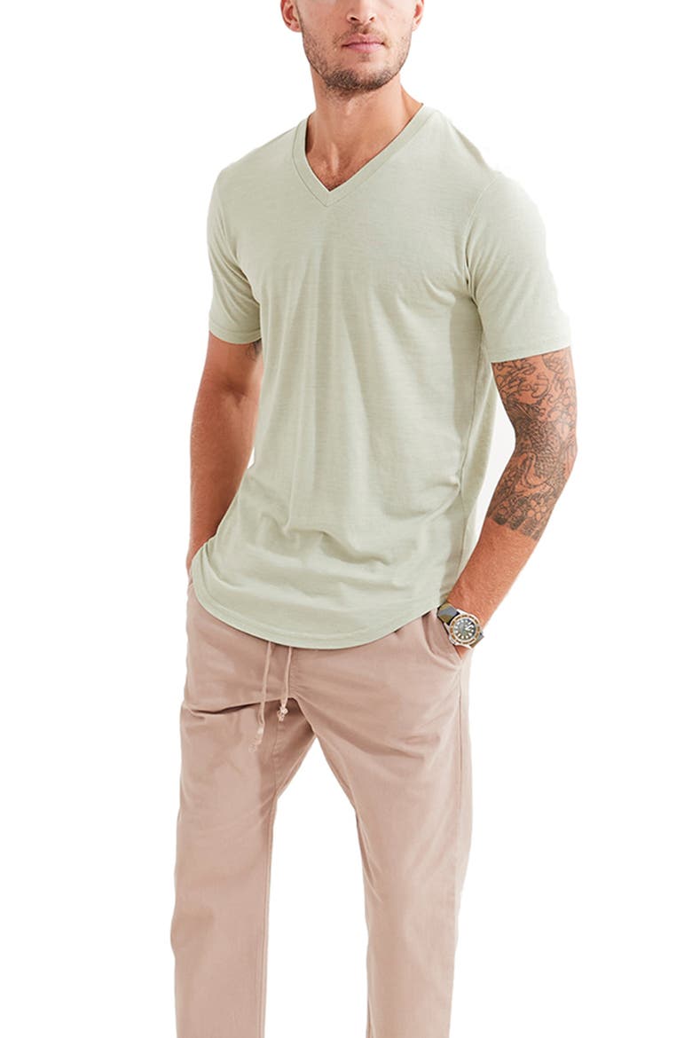 Triblend Scallop V-Neck T-Shirt, Alternate, color, SEAGRASS