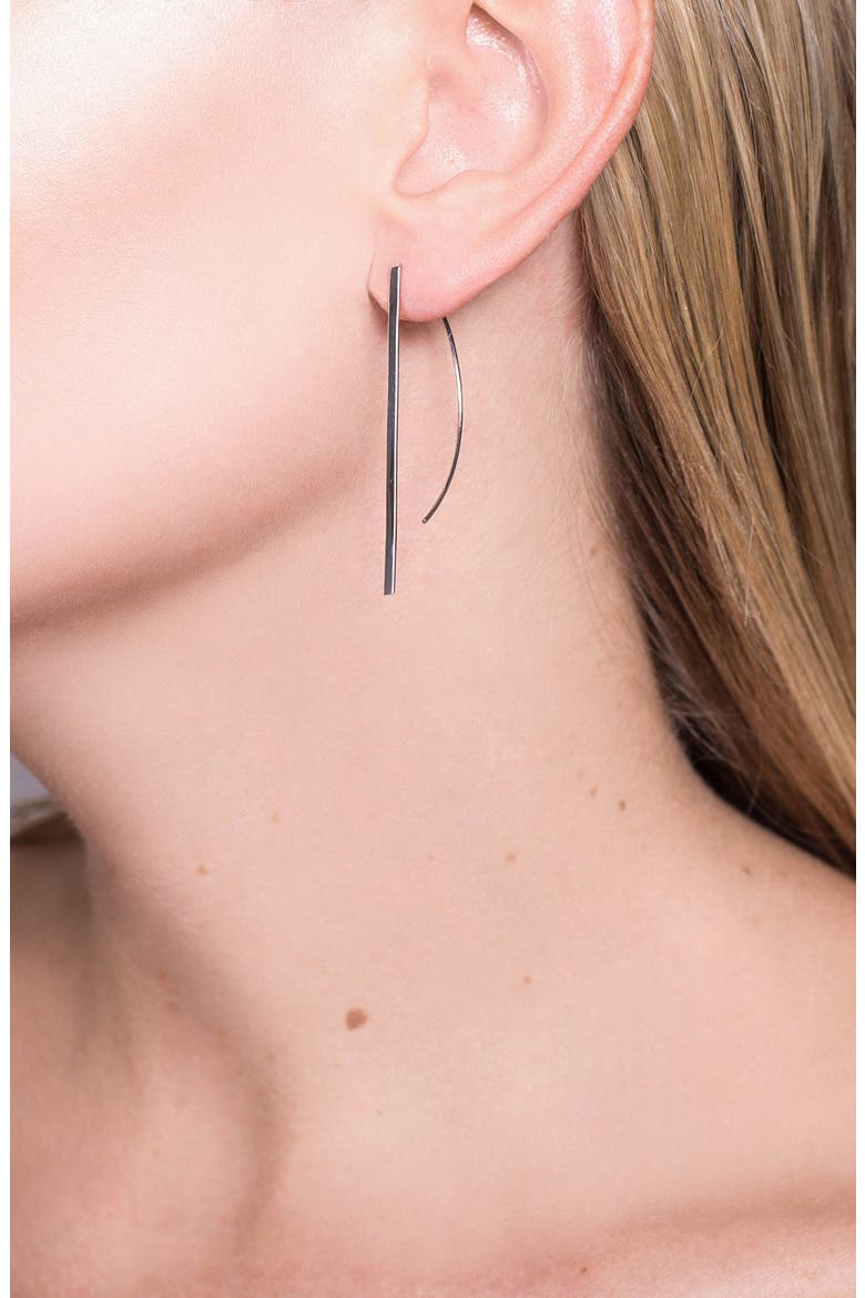 Jewelry Short P-Hoop Earrings, Alternate, color, GOLD