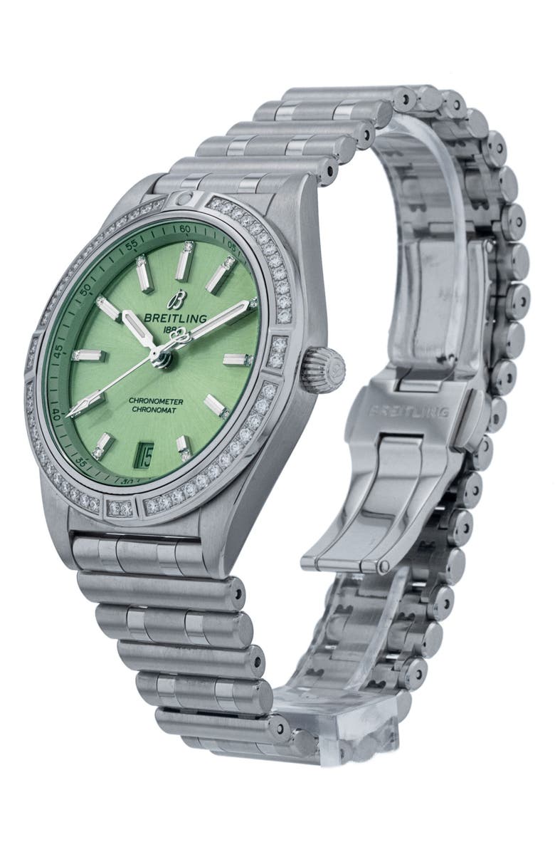 Watchfinder & Co. Breitling Preowned 2023 Chronomat Diamond Automatic Bracelet Watch, 36mm, Alternate, color, Green