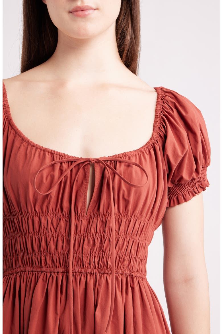 Phillipa Cap Poplin Midi Dress, Alternate, color, TERRACOTTA