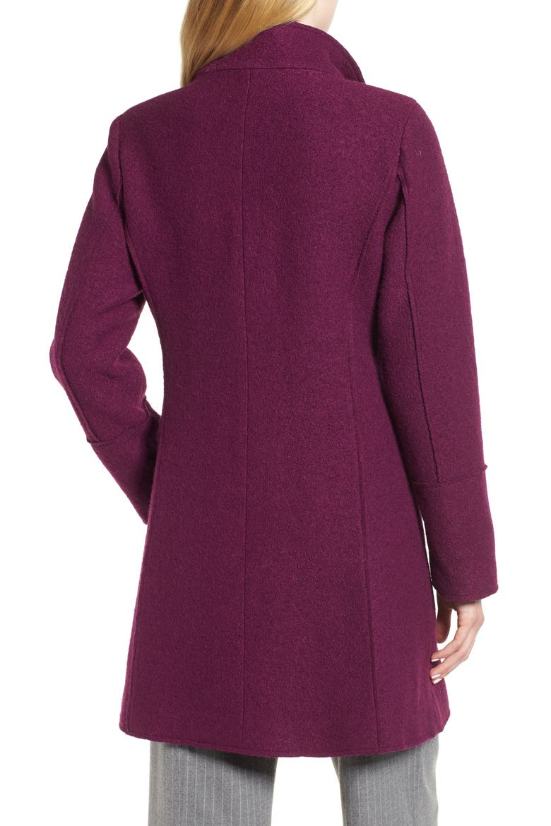 Boiled Wool-Blend Asymmetrical Coat, Alternate, color, BERRY