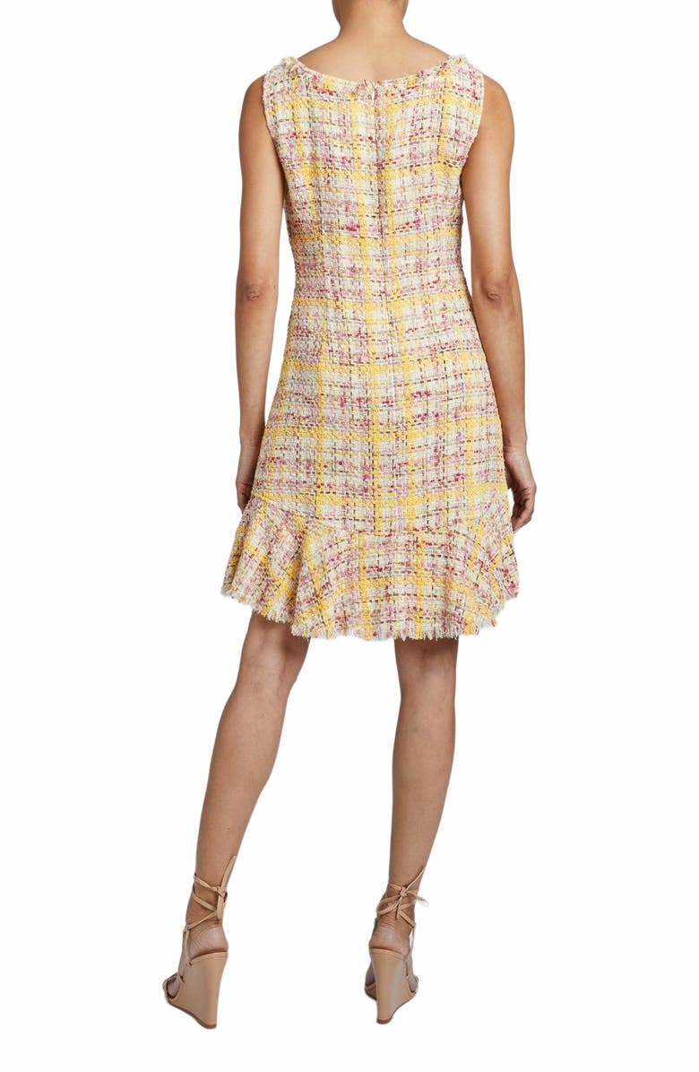 Santorelli CELINE Sleeveless Tweed Sheath Dress with Ruffle Hem, Alternate, color, 