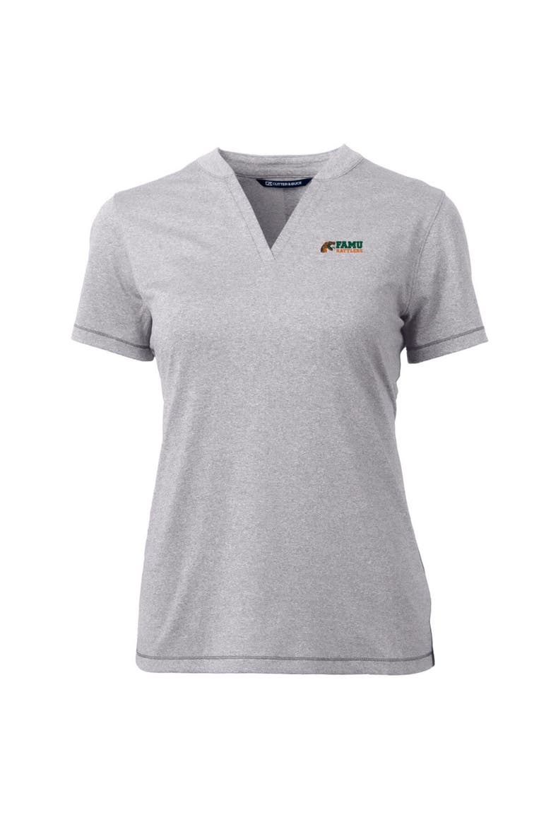 Women's Cutter & Buck Heather Gray Florida A&M Rattlers Forge Blade V-Neck Top, Alternate, color, Heather Gray
