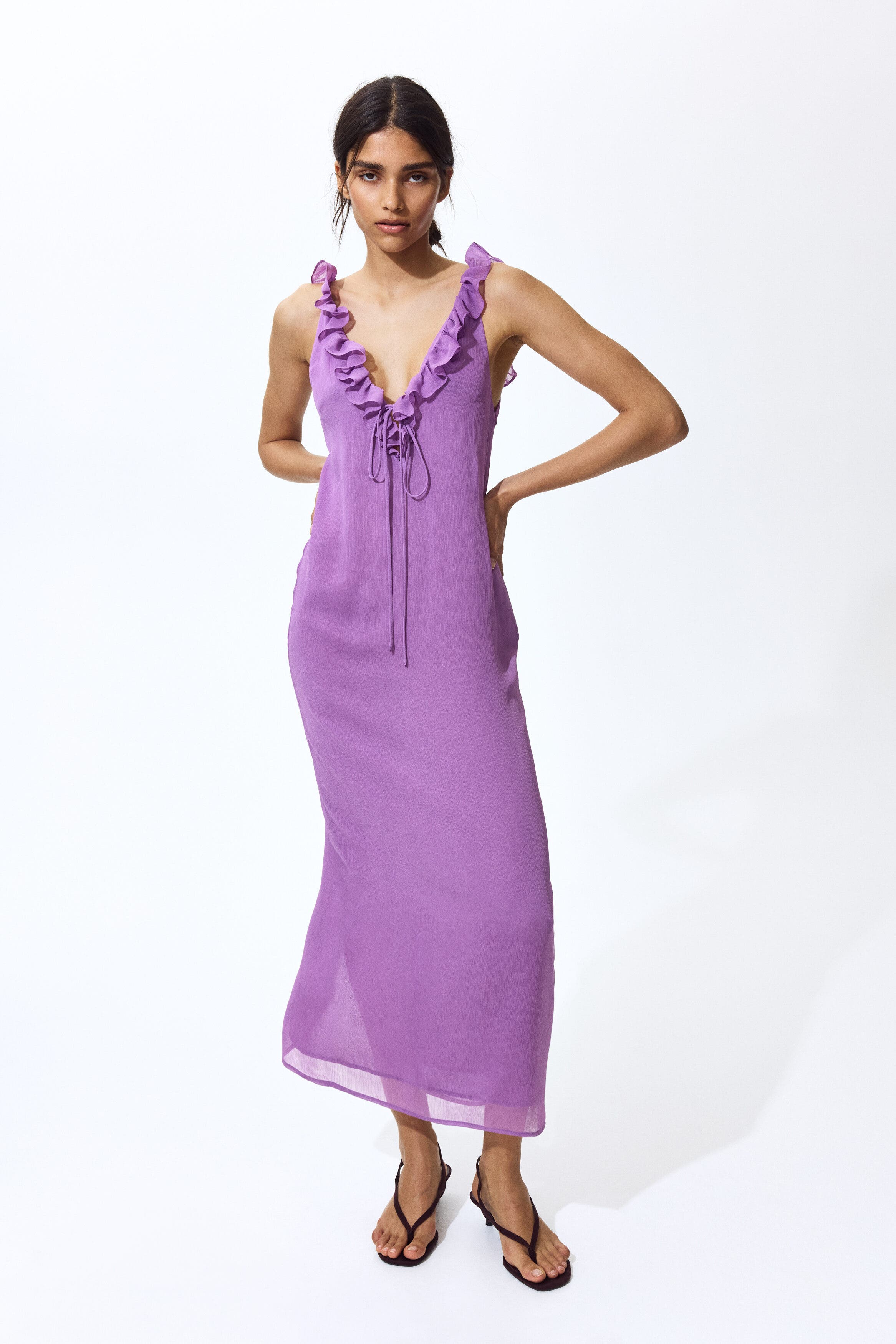 Frill-trimmed Crinkled Dress - image 2