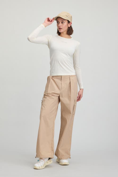Cozy Zero 100% Merino Lightweight Soft L/s Crew In Beige