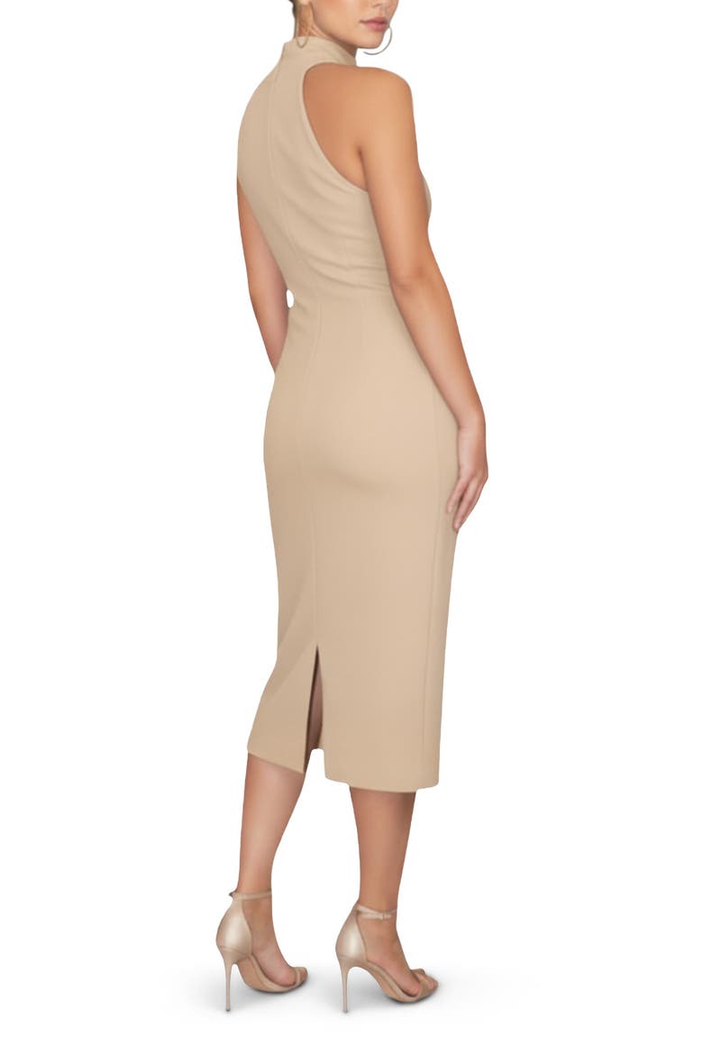 Harland Crossover Halter Midi Dress, Alternate, color, Almond