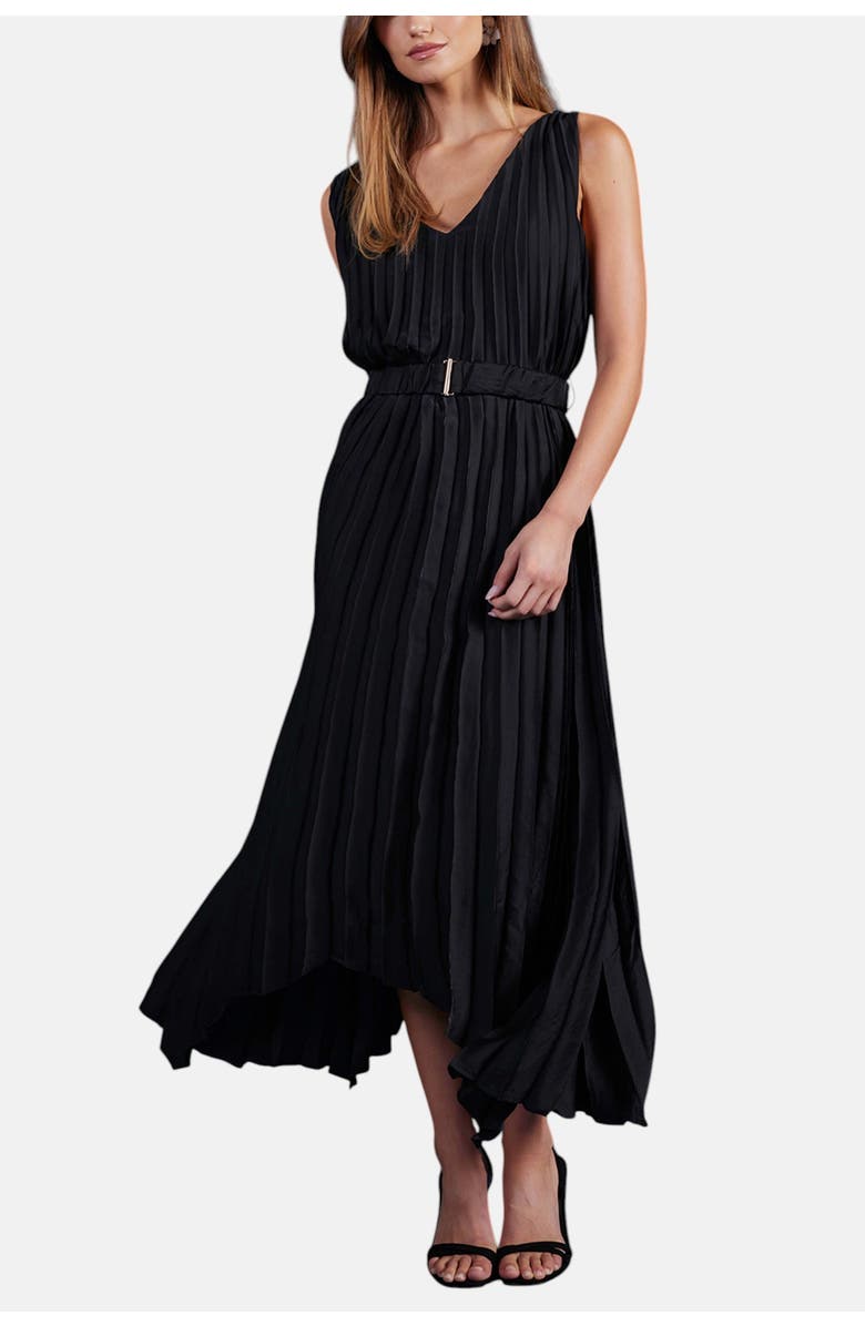 Bishop + Young Highbrow Pleat Dress, Main, color, Black
