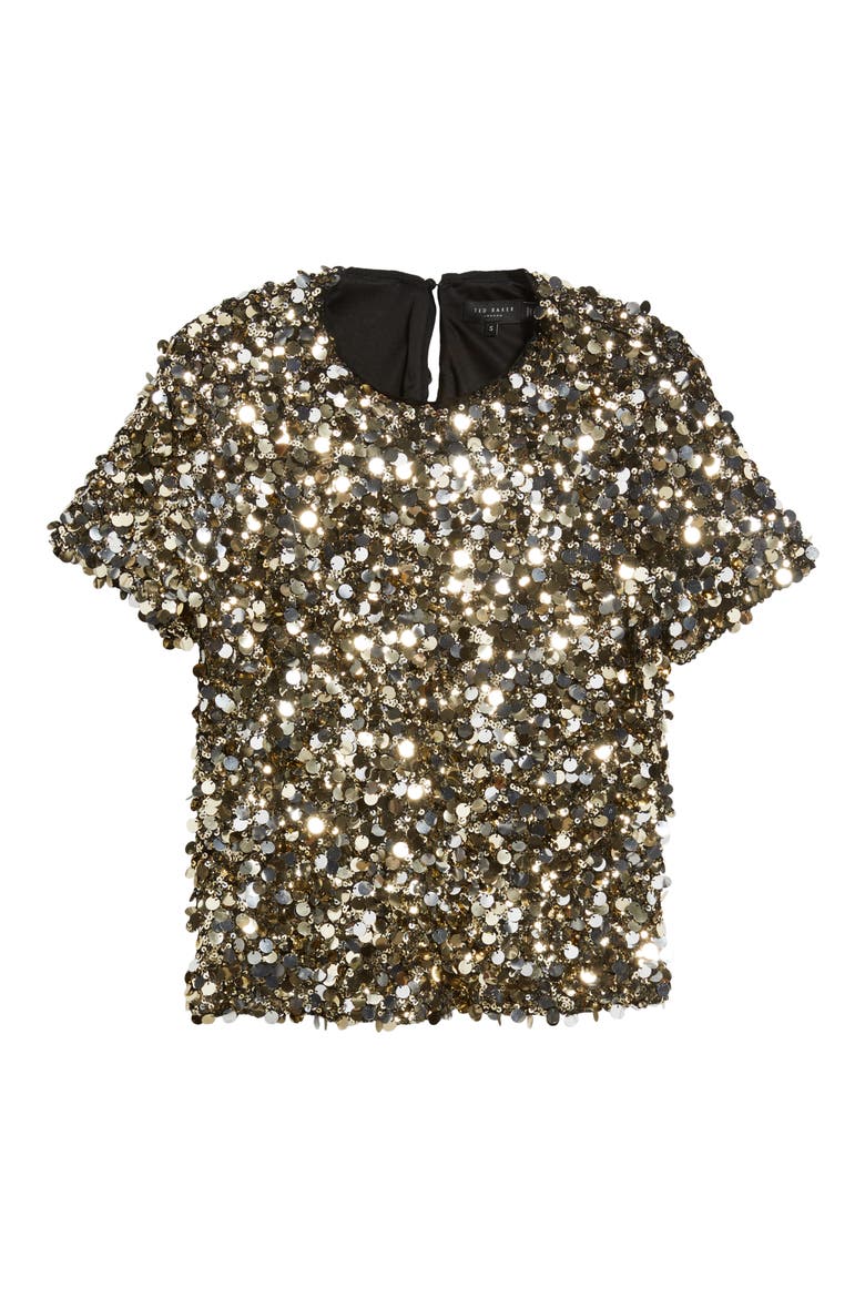Alexis Sequin T-Shirt, Alternate, color, PALE GOLD