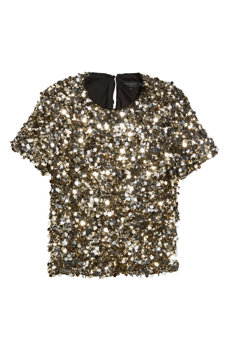 Ted Baker Alexis Sequin T-Shirt, Alternate, color, Pale Gold