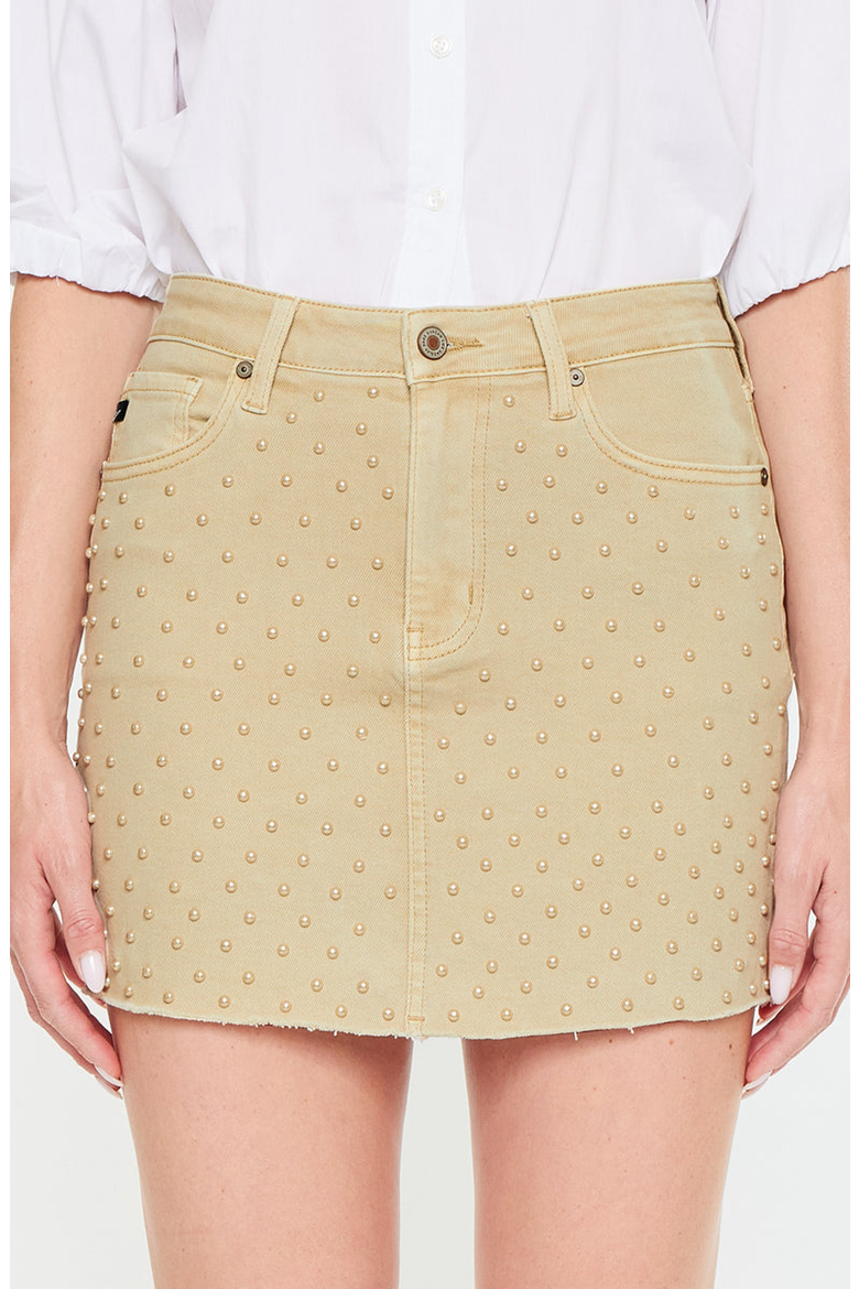 Rowan Pearl Detail Mini Skirt, Alternate, color, Taupe