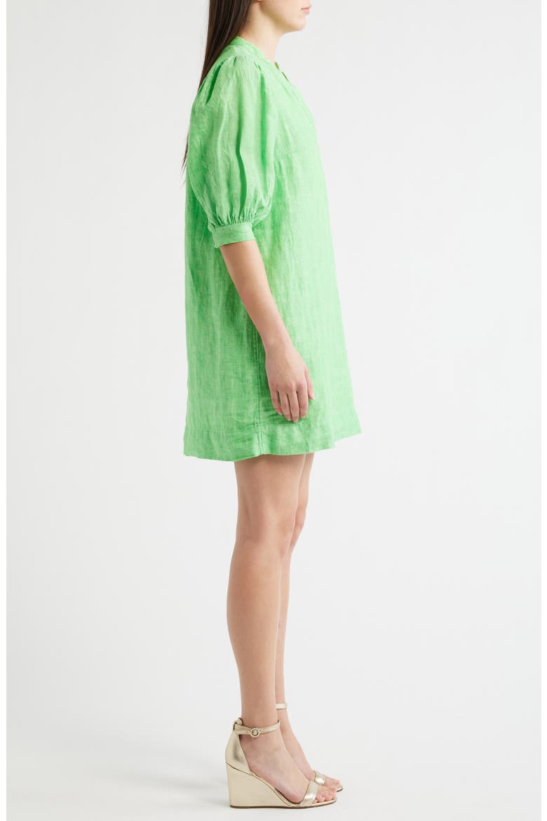 Mialeigh Elbow Sleeve Linen Shift Dress, Alternate, color, PUTTING GREEN X RESORT WHITE