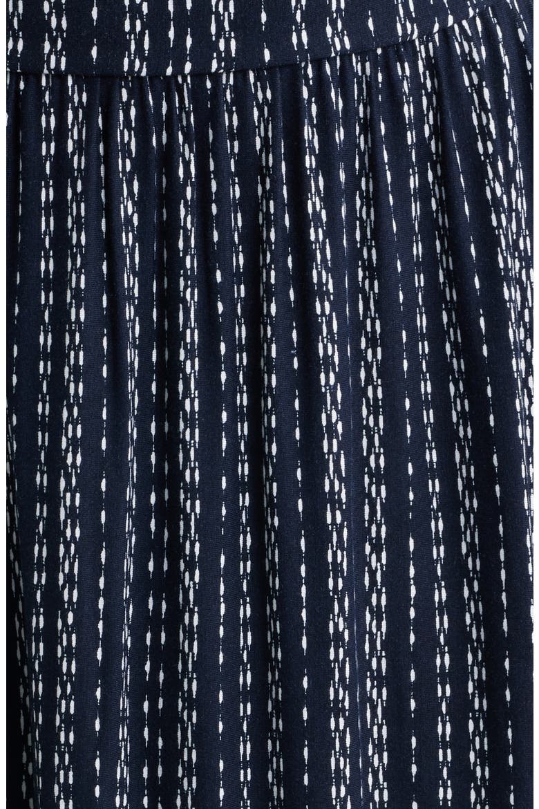 Cap Sleeve Smocked Waist Midi Dress, Alternate, color, NAVY/ IVORY