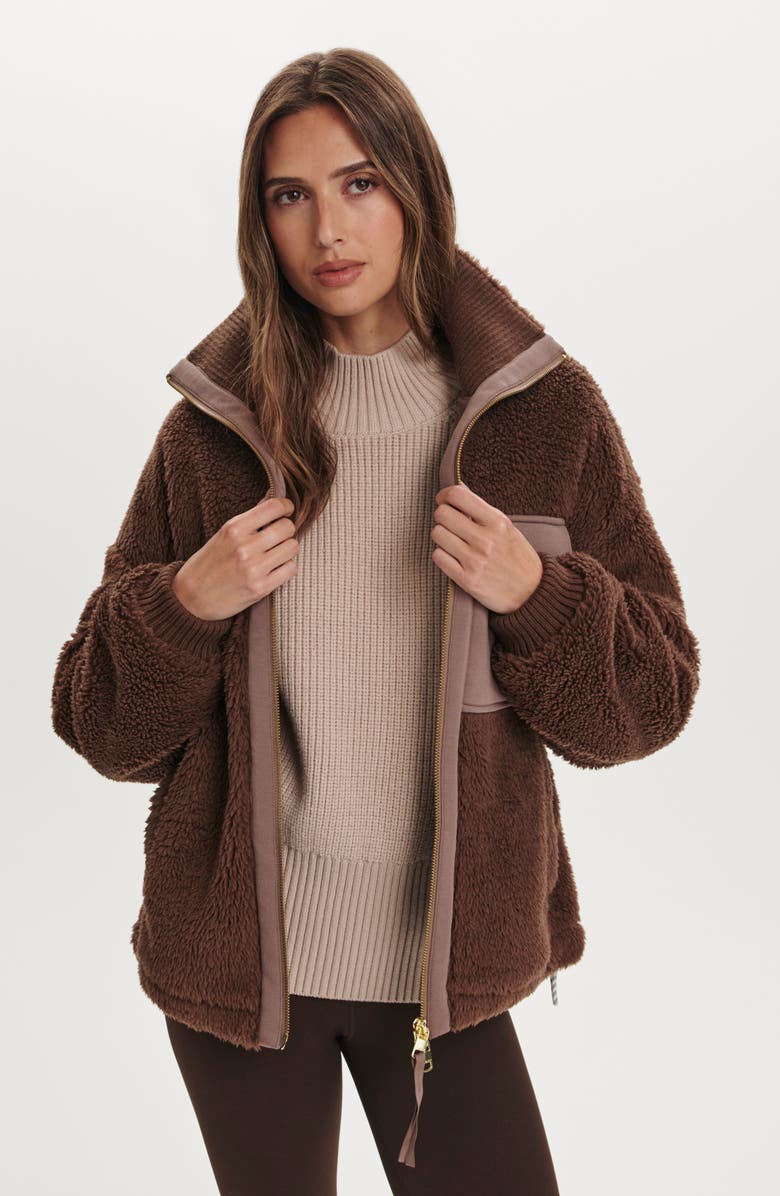 Varley Lowell Faux Shearling Jacket, Alternate, color, Carafe