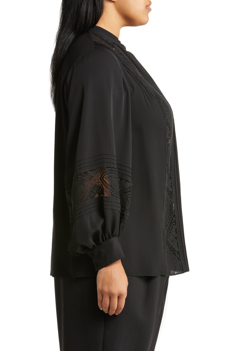 Lafayette 148 New York Boheme Lace Inset Silk Blouse, Alternate, color, 
