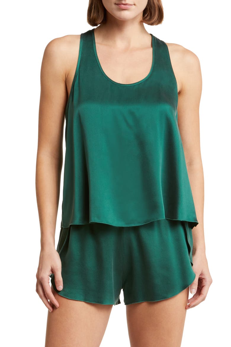 Racerback Washable Silk Short Pajamas, Main, color, HUM FOREST