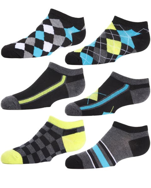 6 Pair Pack Argyle Flow Low Cut Socks (Big Kid)