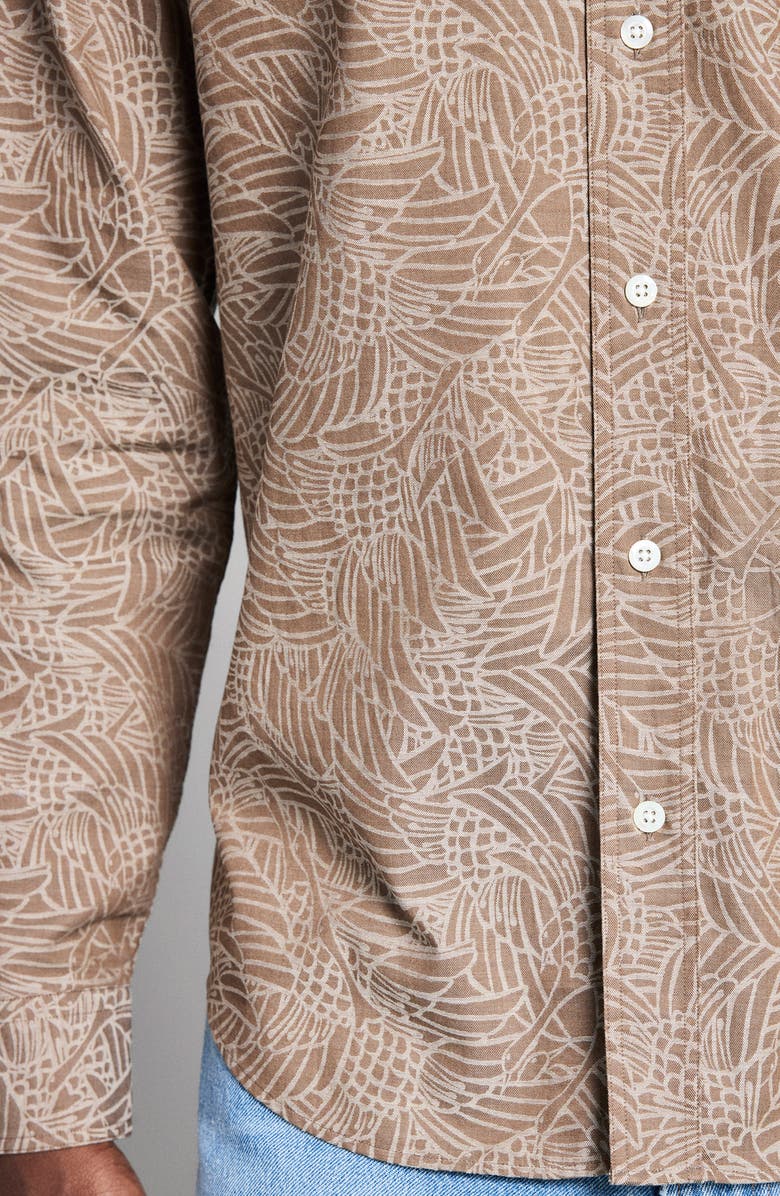 Billy Reid Mélange Heron Swarm Button-Down Shirt, Alternate, color, Khaki Multi