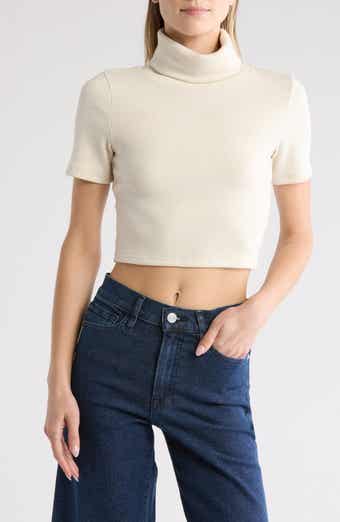 AREA STARS Anne Short Sleeve Turtleneck Crop Top