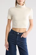AREA STARS Anne Short Sleeve Turtleneck Crop Top