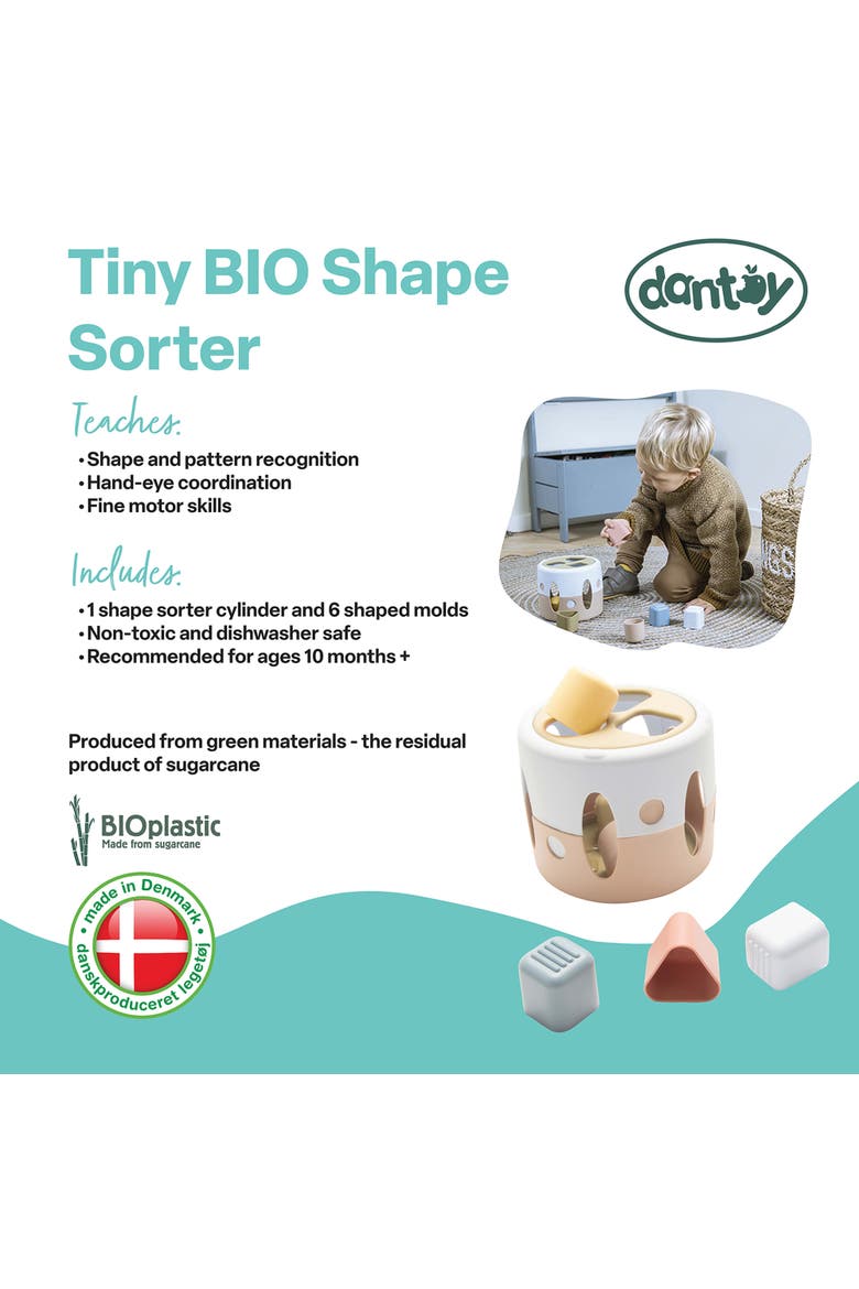 TINY BIO Eco-Friendly Shape Sorter Toy (7 Pieces), Ages 10 Mos+, Alternate, color, Multicolored
