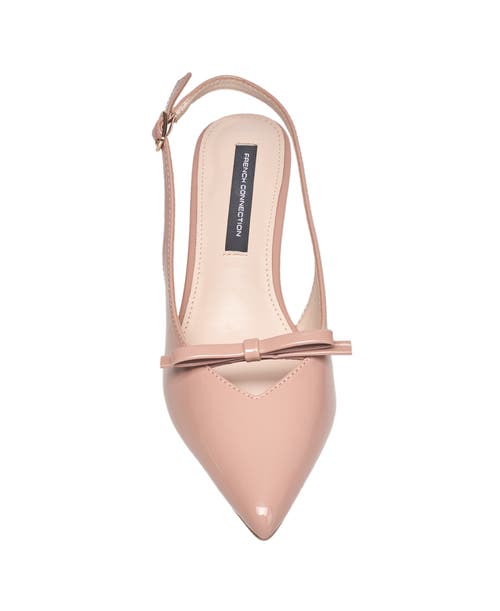 French Connection Quinny Slingback Kitten Heel In Nude Patent