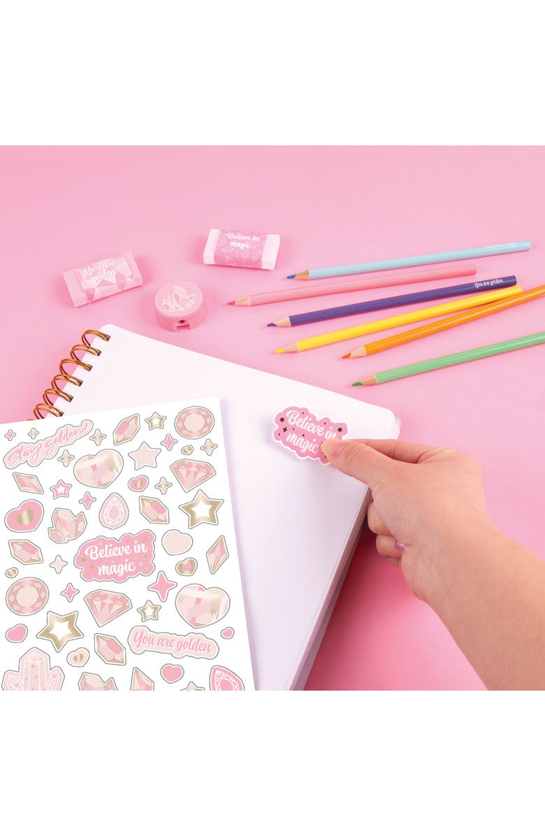 Three Cheers For Girls Pink & Gold All in 1 Sketching Set Journal & Art 200 Page Book, Alternate, color, Multicolored