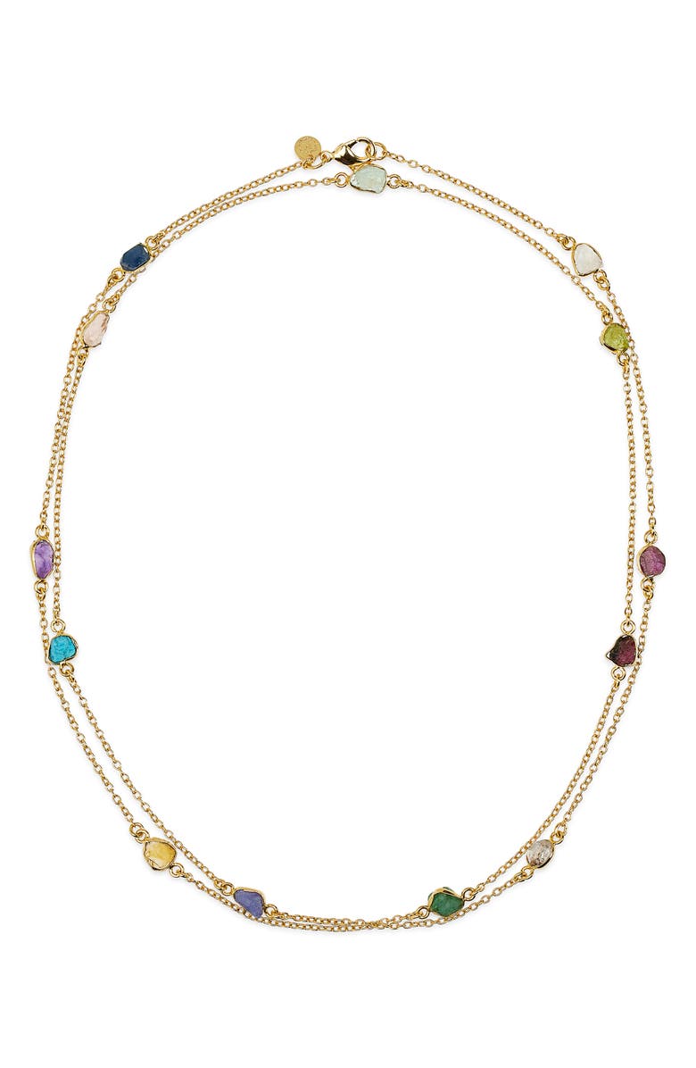 Kiara by Ki-Ele Rainbow Semiprecious Stone Station Long Necklace, Main, color, 