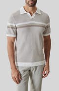 Robert Barakett Rourke Placed Stripe Cotton Polo Sweater