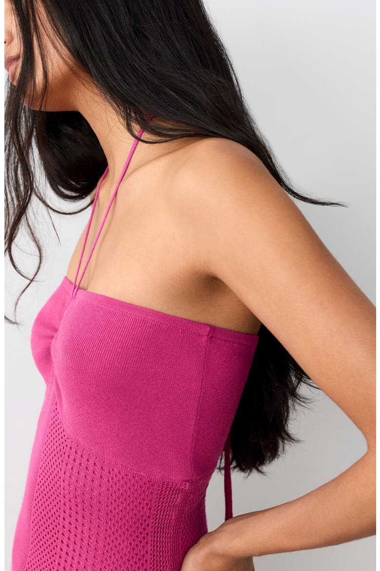 Halter Neck Knit Dress, Alternate, color, FUCHSIA